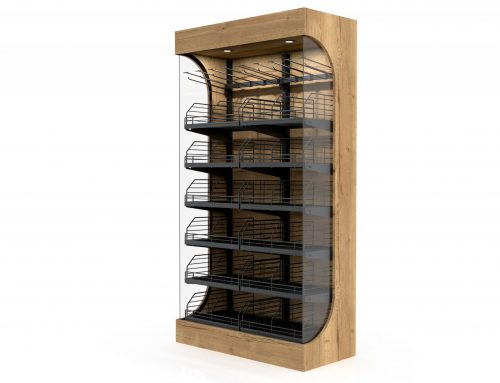 Delicatessen Unit with Glass Side Closure, Wire Basket, Wall Module