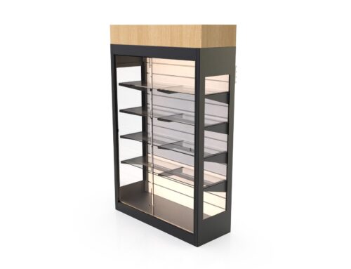 Showcase Stand with Plug, Glass Shelves, Socket Panel, H1900 L1330 P500