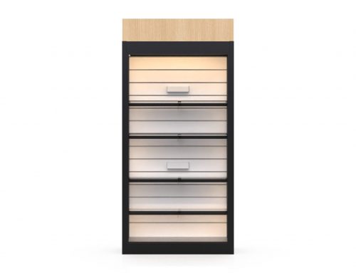 Showcase Stand with Plug, Glass Shelves, Socket Panel, H1900 L1000 P300